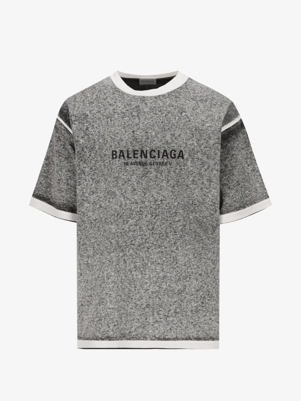 Balenciaga — Сива маица со контрастен раб — преден приказ