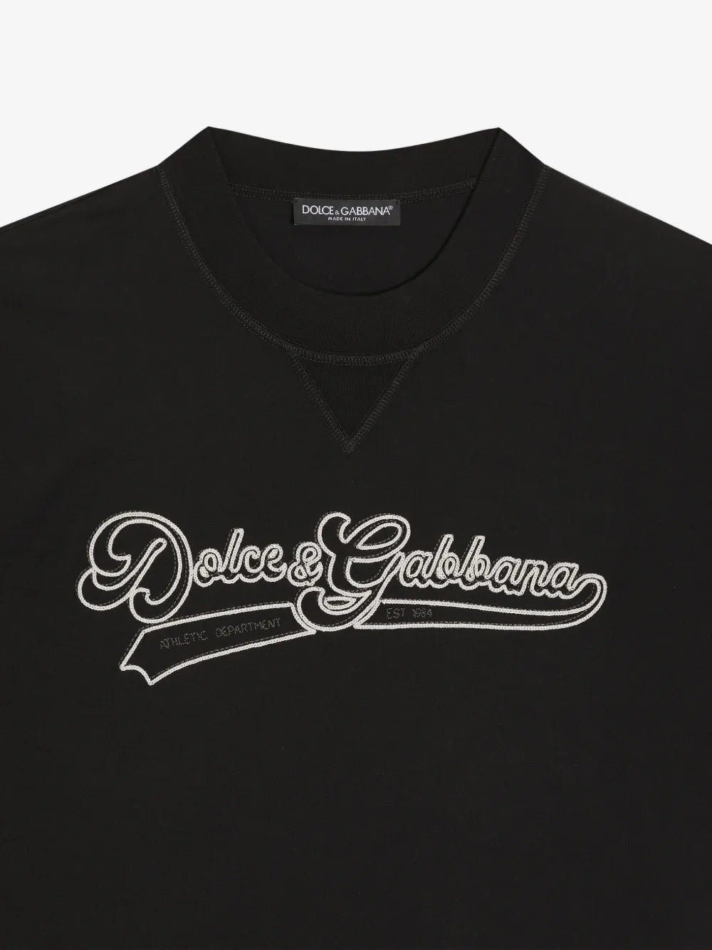 Dolce & Gabbana — Црна маица со ракописно лого — детален приказ