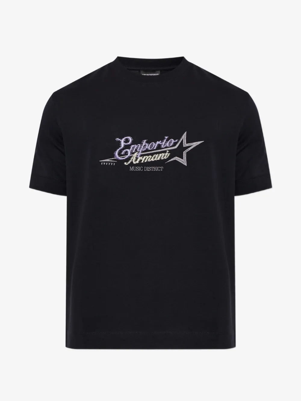 Emporio Armani — Црна маица со мотив на ѕвезда — преден приказ