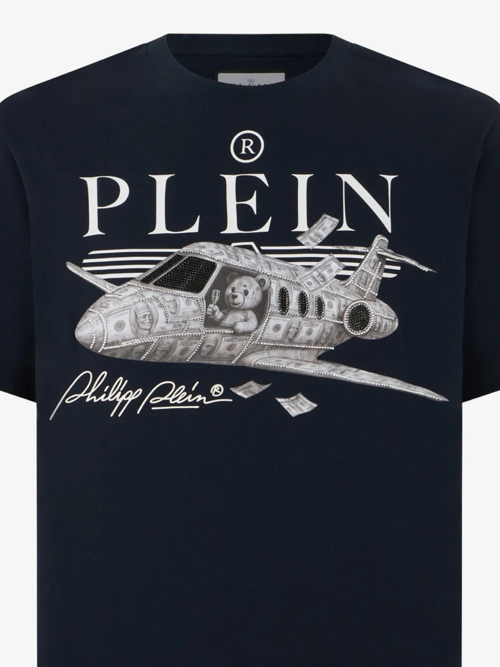 Philipp Plein — Црна маица со хеликоптер — детален приказ
